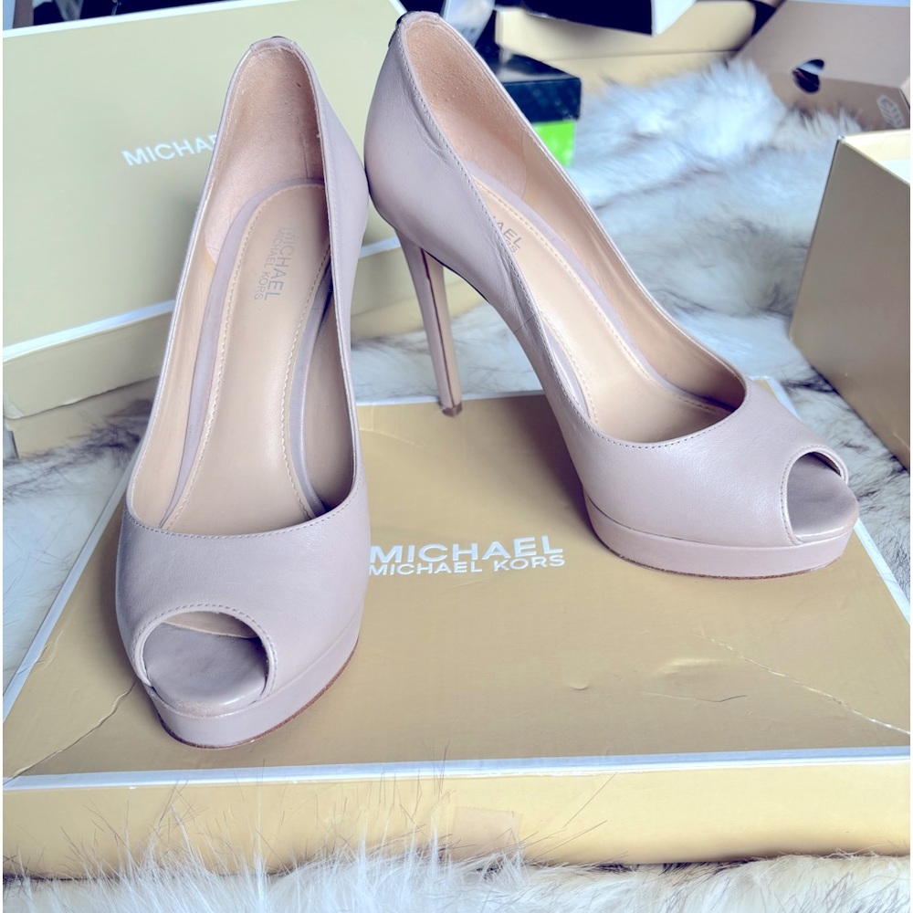 🦋MICHEAL MICHEAL KORS ERICA PEEP TOE PLATFORM BEAUTIES REAL LEATHER BUTTERY SOFT - Picture 4 of 11